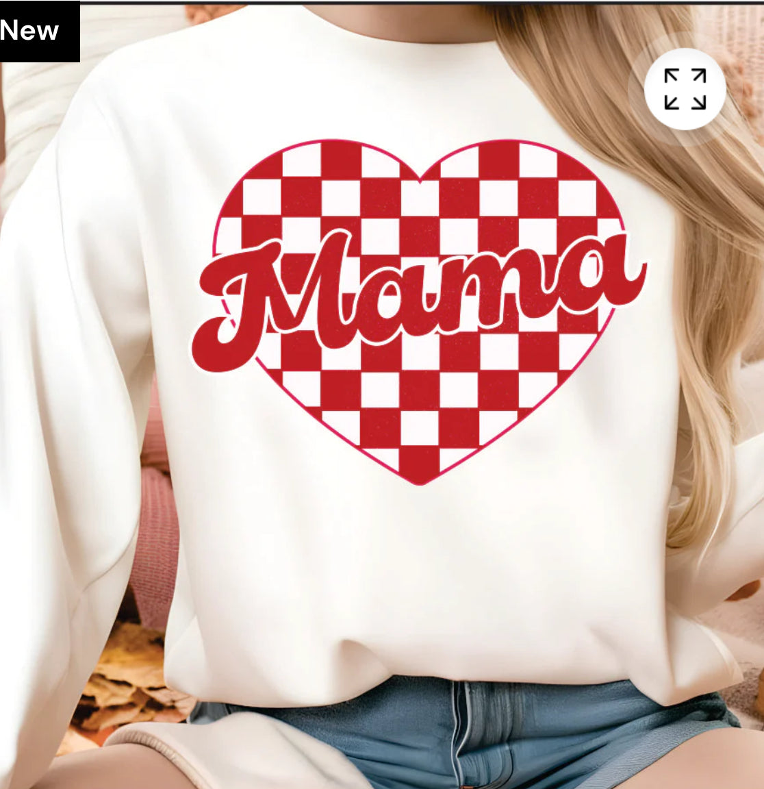 Valentine’s Day mama checkered heart TSHIRT