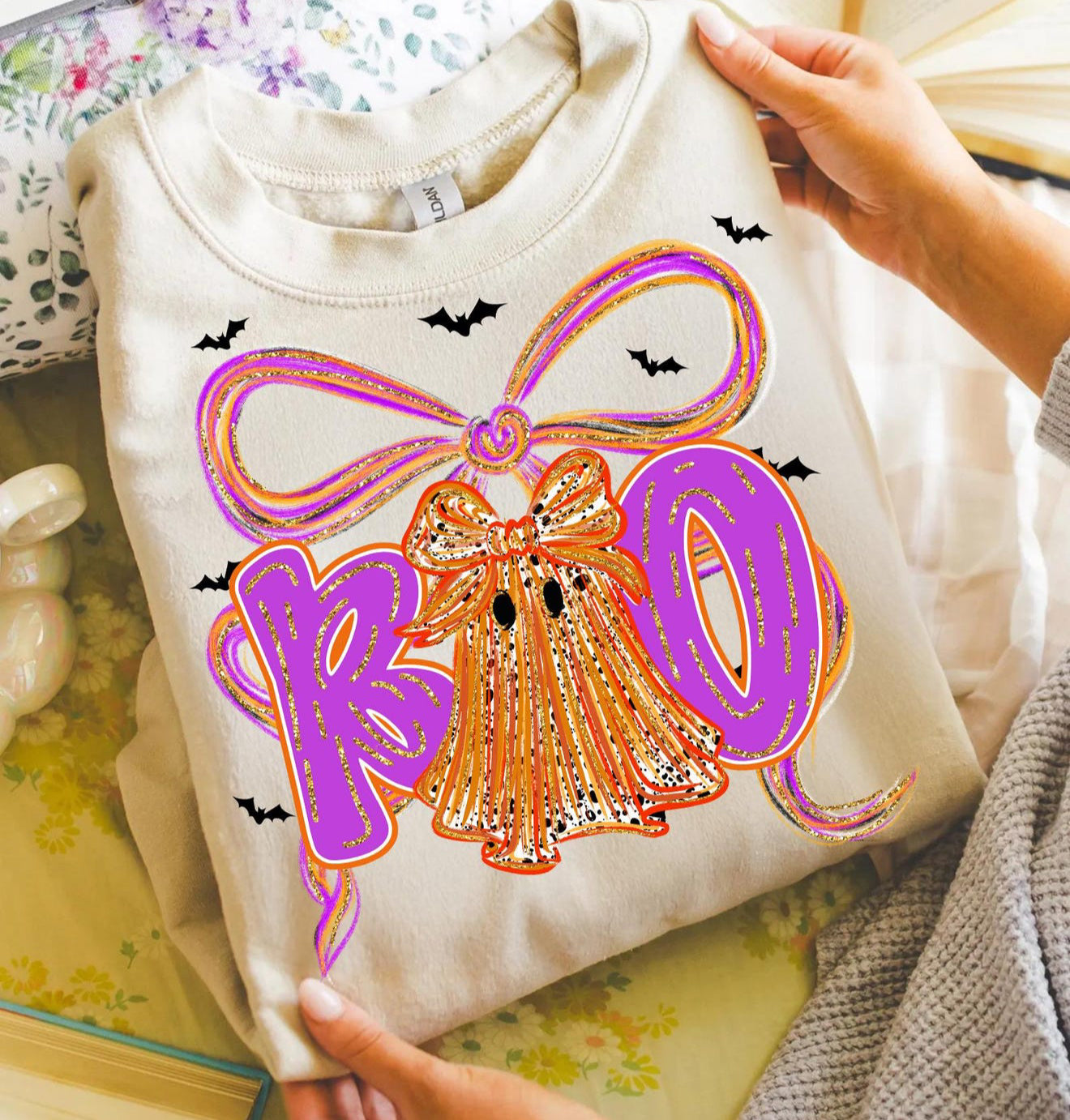 Coquette boo with ghost in the middle 