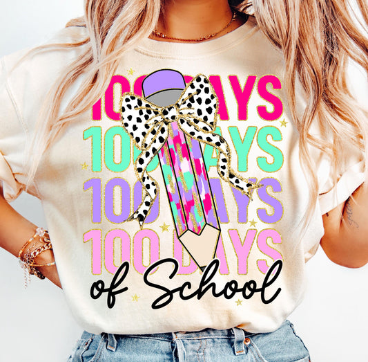100 days of school bow coquette TSHIRT